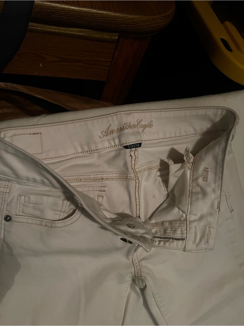 American Eagle Outfitters White Straight-Leg Jeans - Picture 3 of 4